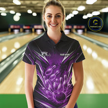 Load image into Gallery viewer, Male model in bowling lane wearing quarter-zip shirt with raccoon sunglasses and patriotic bandana graphic beside bowling ball