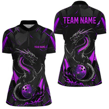 Load image into Gallery viewer, Custom Black And Purple Dragon Bowling Shirts For Women, Dragon Bowling Team Shirts Uniform IPHW7314