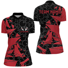 Load image into Gallery viewer, Custom Red Bowling Team Shirts For Women, Bowling Ball Pattern Bowlers Outfits IPHW6269
