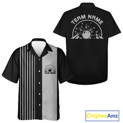 Custom Classic Striped Vintage Bowling  Shirt, Retro Bowling Button Up Team Shirt IPHW10074