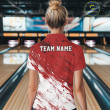 Load image into Gallery viewer, Custom White And Red Splatter Women Quarter-Zip Bowling League Shirt Team Bowler Outfits IPHW11401