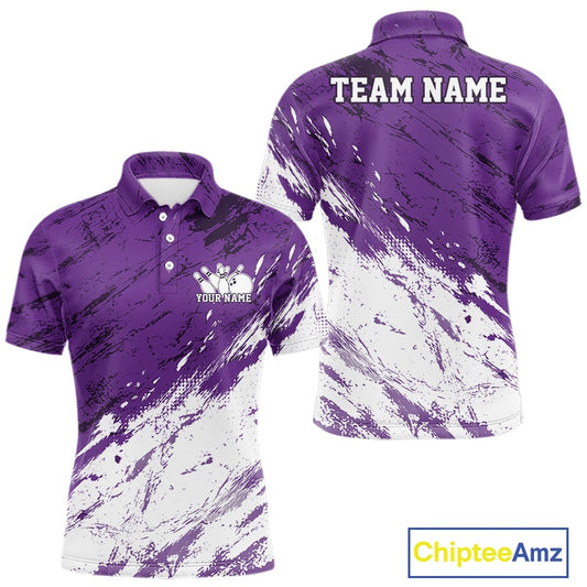 Blue and white polo shirt with 'Team Name' and 'Your Name' text on a white background, featuring the Chiptee Amz brand.