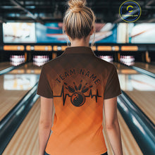 Load image into Gallery viewer, Bowling Heartbeat Pulse Line Orange Argyle Custom Bowling Team Polo Shirts For Women IPHW10666