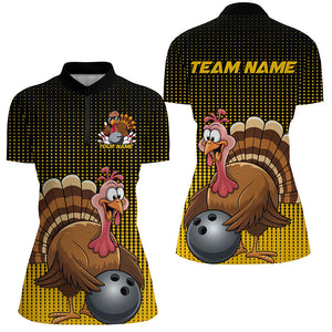 Black And Yellow Custom Funny Thanksgiving Ladies Bowling Shirts, Turkey Bowling Team Shirt IPHW7871