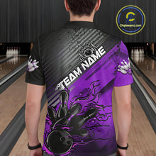 Load image into Gallery viewer, Custom Purple Strike Flame Bowling Polo Shirts For Men, Bowling Team Shirt Bowlers Outift IPHW9617