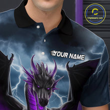 Load image into Gallery viewer, Custom Purple Dragon Bowling Men Polo Shirts, Dragon Bowling Team Tournament Outfit IPHW9107