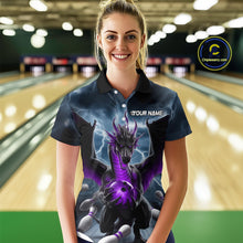 Load image into Gallery viewer, Custom Purple Dragon Bowling Women Polo Shirts, Dragon Bowling Team Tournament Outfit IPHW9107