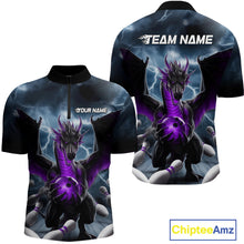 Load image into Gallery viewer, Custom Purple Dragon Bowling Men Quarter-Zip Shirts, Dragon Bowling Team Tournament Outfit IPHW9107