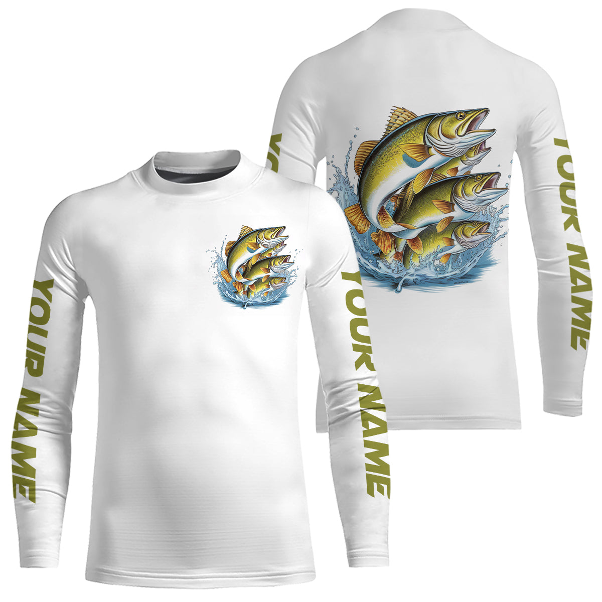 Walleye Fishes Custom Long Sleeve Fishing Shirts, Walleye Tournament Fishing Shirt IPHW7960