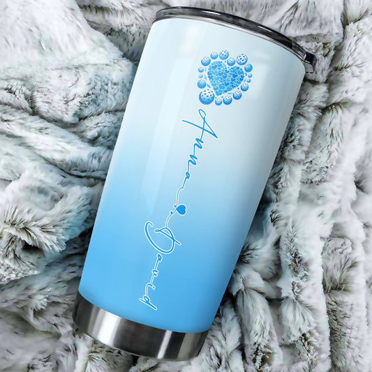 Custom Blue Heart Pickleball Tumbler Cup For Men And Women, Valentines Pickleball Couple IPHW8194