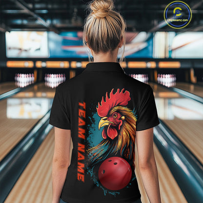 Custom Chicken Bowling Shirts Women Bowling Quarter-Zip Shirts Team Bowling League Jersey IPHW5290