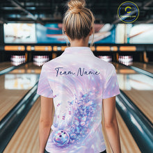 Load image into Gallery viewer, Custom Hologram Butterfly Bowling Women Quarter-Zip Shirts, Galaxy Ladies Bowling Jersey IPHW11363