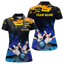 Load image into Gallery viewer, Custom Bowling Shirts For Women, Bowling Ball And Pins Team Bowling League Shirts IPHW5166