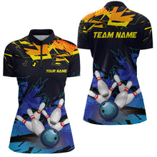 Load image into Gallery viewer, Custom Bowling Shirts For Women, Bowling Ball And Pins Team Bowling League Shirts IPHW5166