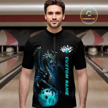 Load image into Gallery viewer, Custom Men Bowling Quarter Zip Shirts Blue Dragon Bowling Team Jerseys Bowling League Shirts IPHW5351