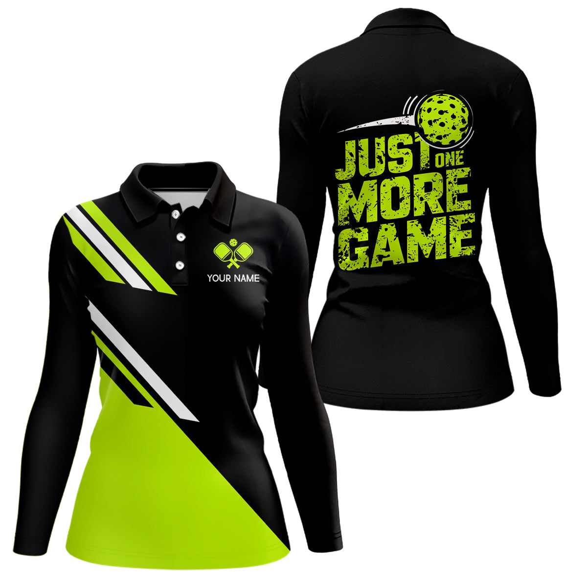 Custom Green Pickleball Jerseys Outdoor Pickleball Men Polo Shirts Sayings "Just One More Game" IPHW6723
