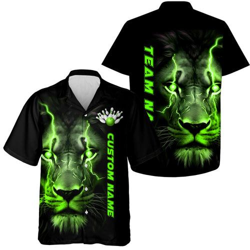 Green Lion Custom Men Bowling Hawaiian Shirts Bowling League Shirts Bowling Team Jerseys Outfits IPHW5358