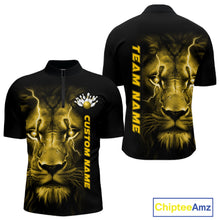 Load image into Gallery viewer, Custom Yellow Thunder Lightning Lion Bowling Shirt For Men, Lion Bowling Team Jerseys IPHW10668
