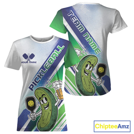 Custom Funny Pickles Play Pickleball T-Shirts For Women, Humorous Pickleball Team IPHW9438