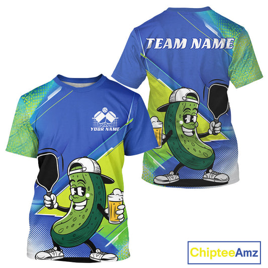 Custom Funny Pickleball T-Shirts For Men, Cool Pickles Playing Pickleball Humorous IPHW9440