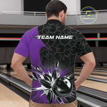 Load image into Gallery viewer, Custom Purple Bowling Team Quarter-Zip Shirts For Men, Bowling Pattern Bowling League Shirt IPHW9624