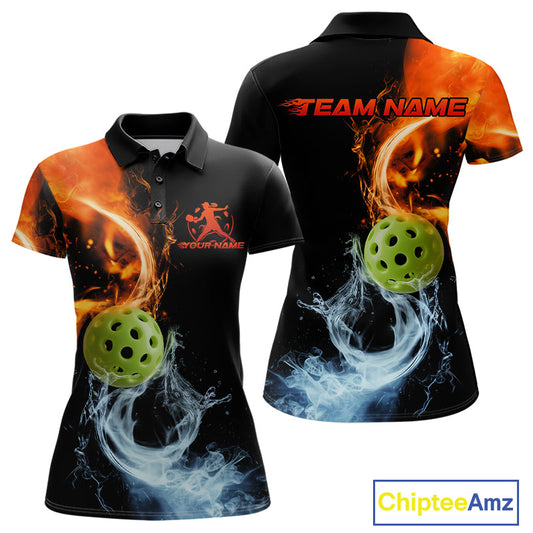 Custom Water And Fire Pickleball Polo Shirts For Women, Pickleball Team Shirt IPHW9336