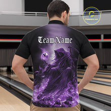 Load image into Gallery viewer, Custom Purple Flame Grim Reaper Bowling Men Quarter-Zip Shirts, Halloween Bowling Team Outfit IPHW9468