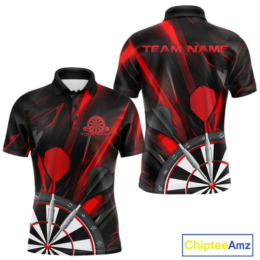 Custom Black And Red Dart Jerseys, Dart Polo Shirts For Men Team Jerseys IPHW9680