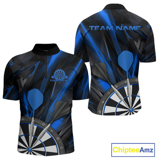 Custom Black And Blue Dart Jerseys, Dart Quarter-Zip Shirts For Men Team Jerseys IPHW9681