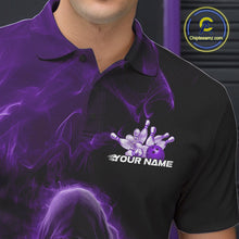 Load image into Gallery viewer, Custom Black And Purple Smoke Flame Grim Reaper Halloween Bowling Men Polo Shirts IPHW9740