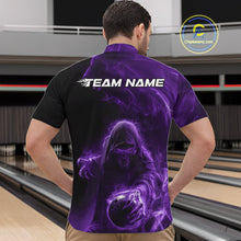 Load image into Gallery viewer, Custom Black And Purple Smoke Flame Grim Reaper Halloween Bowling Men Quarter-Zip Shirts IPHW9740