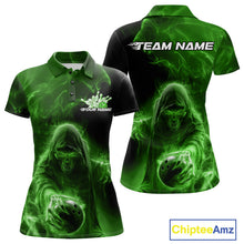 Load image into Gallery viewer, Custom Black And Green Smoke Flame Grim Reaper Halloween Bowling Women Polo Shirts IPHW9741