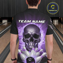 Load image into Gallery viewer, Custom Purple Glowing Ghostly Skull Bowling Polo Shirts For Men, Halloween Bowlers Outfit IPHW9517