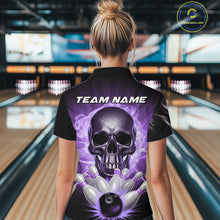 Load image into Gallery viewer, Custom Purple Glowing Ghostly Skull Bowling Women Quarter-Zip Shirt, Halloween Outfit IPHW9517