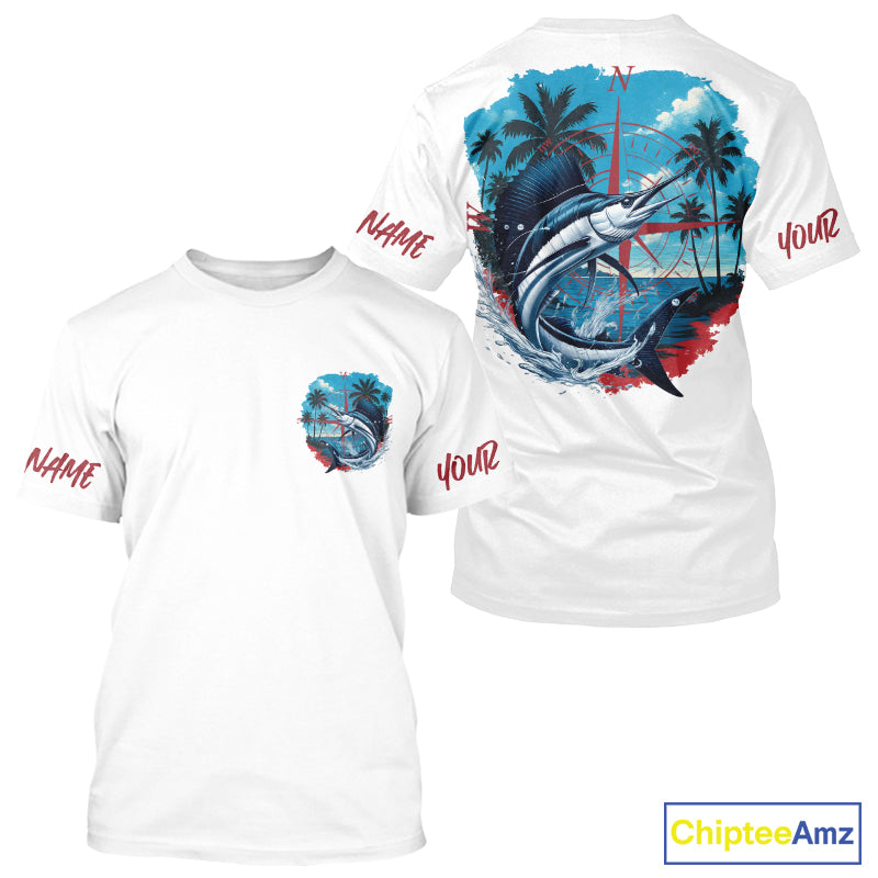Custom Saltwater Sailfish Fishing Performance Sport Fishing T-Shirt IPHW9223