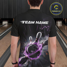 Load image into Gallery viewer, Custom Galaxy Purple Flame Bowling Polo Shirt For Men, Bowling League Team Uniform IPHW9567