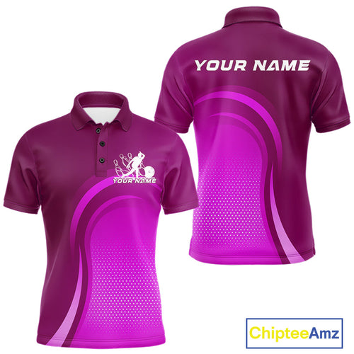 Custom Purple Bowling Team Polo Shirts For Men, Bowling Tournament Bowling League Shirt IPHW9237