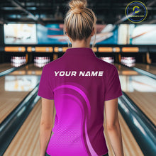 Load image into Gallery viewer, Custom Purple Bowling Team Women Quarter-Zip Shirt, Tournament Bowling League Shirt IPHW9237