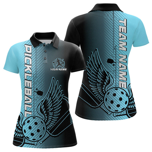 Custom Blue Pickleball Wings Jerseys Outdoor Pickleball Polo Team Shirts For Women IPHW9310