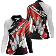 Load image into Gallery viewer, Black And Red Custom Bowling Team Shirts For Women, Bowling Tournament Bowling League Shirt IPHW7935