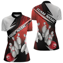 Load image into Gallery viewer, Black And Red Custom Bowling Team Shirts For Women, Bowling Tournament Bowling League Shirt IPHW7935