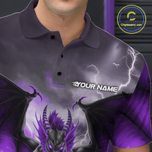 Load image into Gallery viewer, Custom Purple Thunder Lightning Dragon Bowling Polo Shirts For Men, Team Uniform IPHW9104