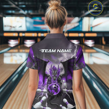 Load image into Gallery viewer, Custom Purple Thunder Lightning Dragon Bowling Polo Shirts For Women, Team Uniform IPHW9104