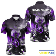 Load image into Gallery viewer, Custom Purple Thunder Lightning Dragon Bowling Polo Shirts For Men, Team Uniform IPHW9104