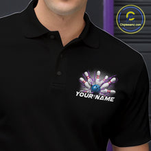 Load image into Gallery viewer, Custom Blue And Purple Bowling Team Polo Shirts For Men, Bowling League Shirt IPHW9368