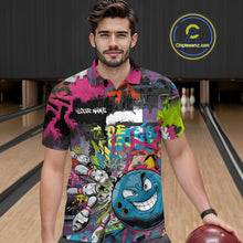 Load image into Gallery viewer, Custom Funny Graffity Colorful Bowling Polo Shirts For Men, Bowling Tournament Shirt IPHW9382