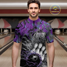 Load image into Gallery viewer, Custom Blue And Purple Fame Bowling Team Quarter-Zip Shirts For Men, Fire Bowling Jerseys IPHW9559