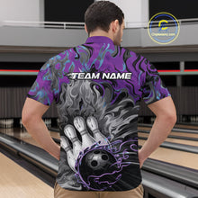 Load image into Gallery viewer, Custom Blue And Purple Fame Bowling Team Quarter-Zip Shirts For Men, Fire Bowling Jerseys IPHW9559