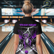 Load image into Gallery viewer, Custom Purple Dragon On The Lane Bowling Polo Shirts For Women, Dragon Bowling Team Shirt IPHW9102
