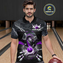 Load image into Gallery viewer, Custom Thunder Lightning Purple Dragon Bowling Team Polo Shirts For Men, Bowling Jerseys IPHW9112